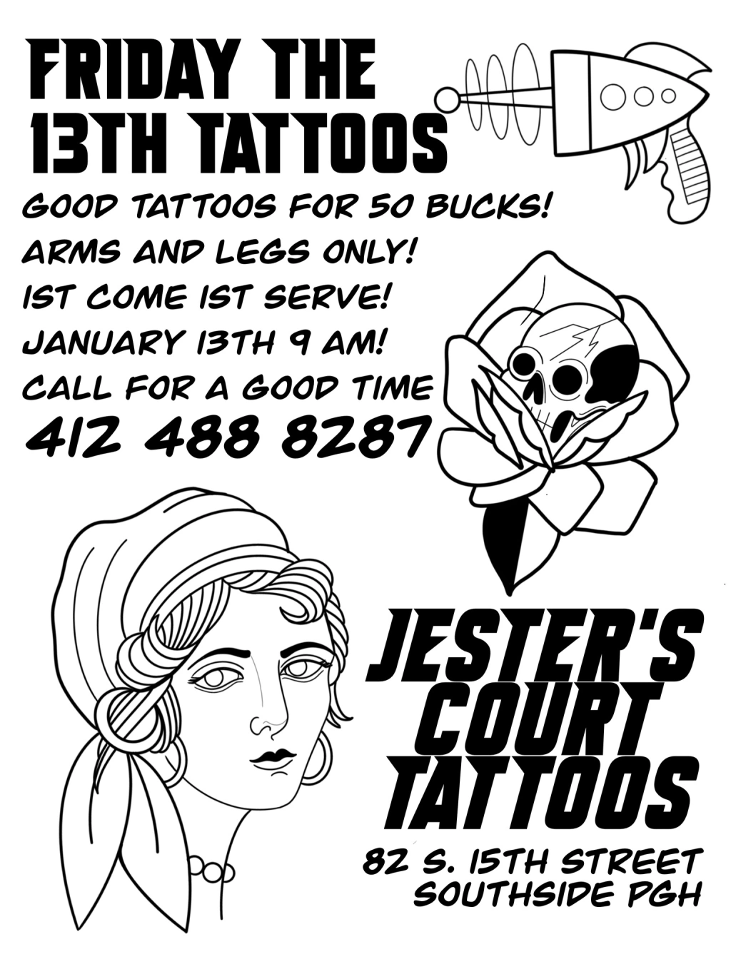 FRIDAY THE 13TH TATTOO FLASH DAY